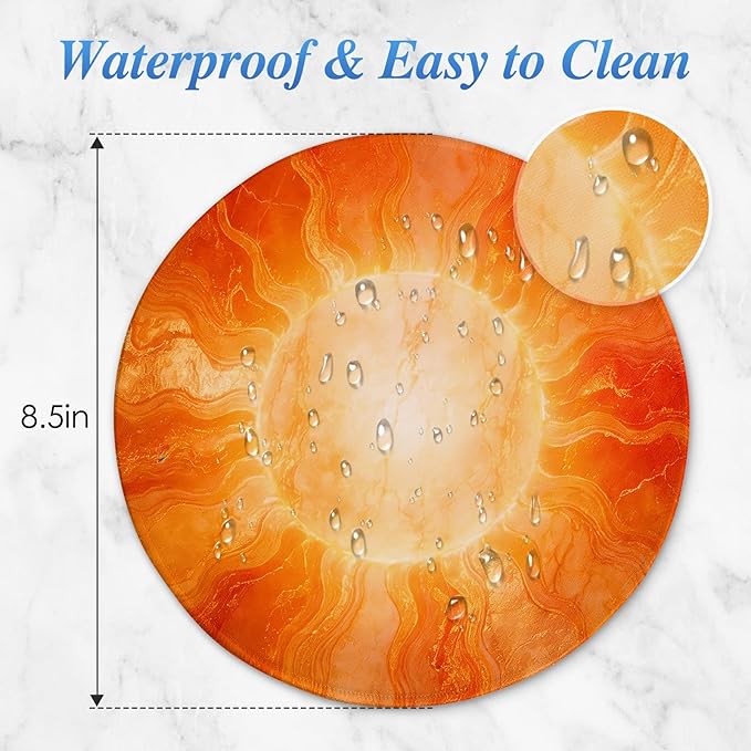 Round Mouse pad, high-end Texture, Sewn Edge Design, Anti-Slip Rubber Base. 8.6 x 8.6 inches (Flame Wheel)