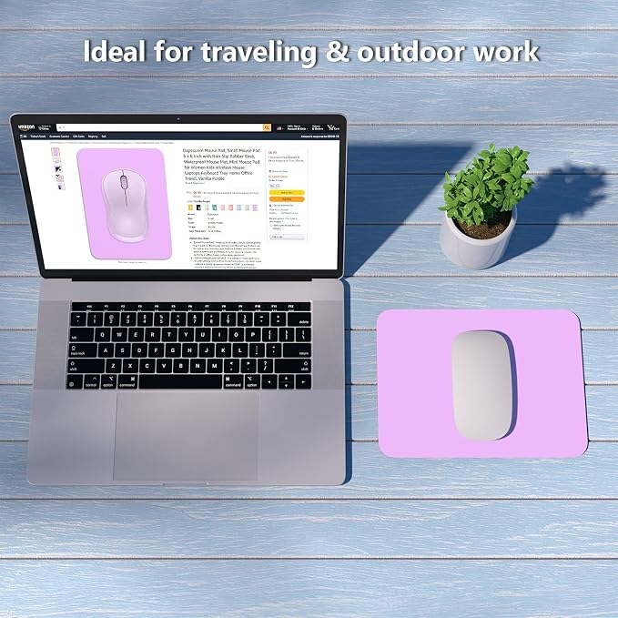Dapesuom Small Mouse Pad, 6 x 8 Inch Thick Rubber Premium-Textured Non-Slip Portable & Washable Mini Mouse Mat for Women Men Wireless Laptops Keyboard Tray Gaming Work Computer Office Travel, Purple