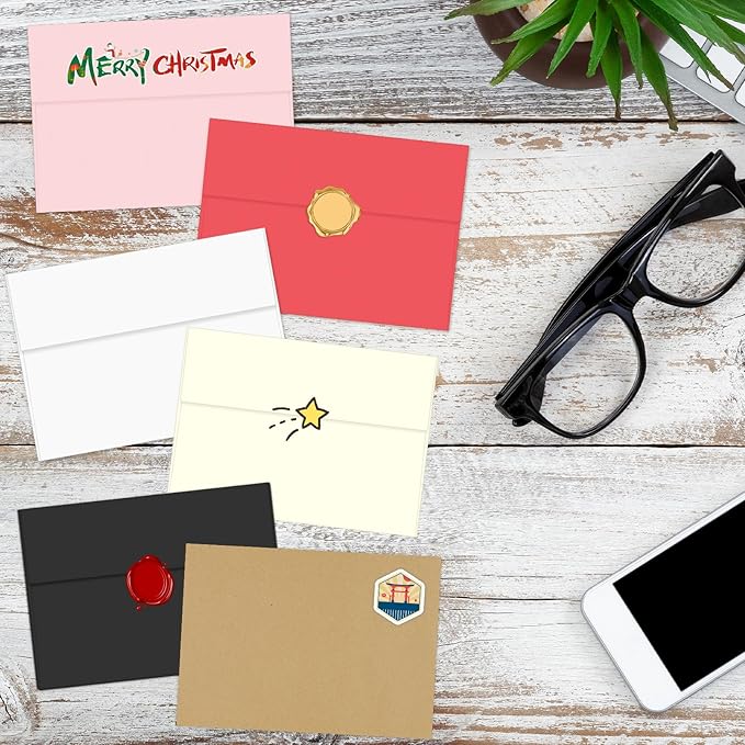 A2 Envelopes Black 100 Pack 4.375x5.75 Invitation Envelopes Self Seal for Wedding Birthday Party Baby Shower Thank You Notes, Greeting Cards (black)