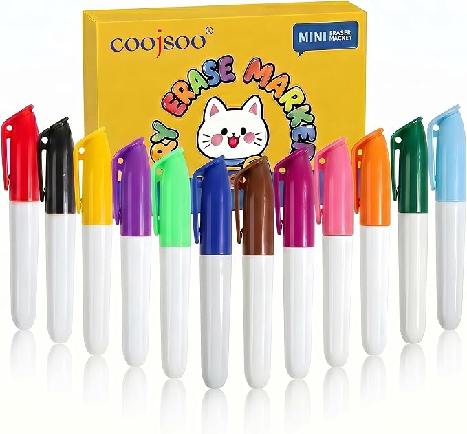Small Dry Erase Markers for Toddlers, 3.6in Mini Whiteboard Markers, Easy Clean Low-Odor Kids Drawing Pens for School Home Office