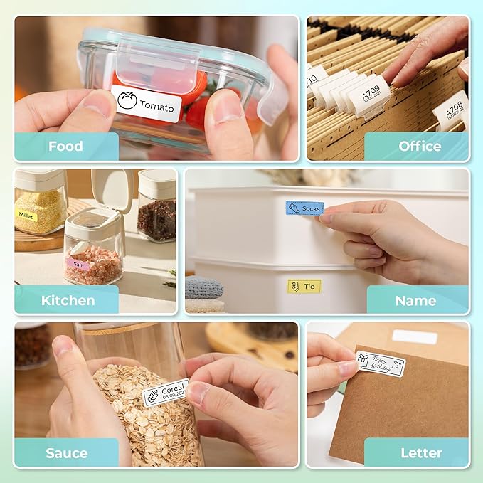 Nelko P21 Label Maker Machine with Tape, Bluetooth Label Printer, Blue | Creative App & Multiple Templates, Inkless Printing, Built-in Cutter, Ideal for School, Teacher Supplies, Office, and Home