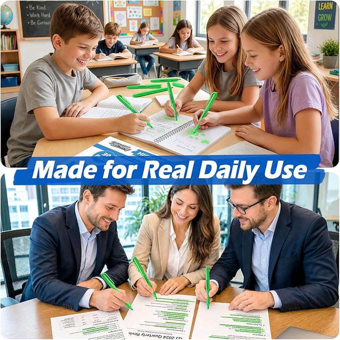 Duchong Highlighters, 30 Packs Green Highlighter Bulk, Chisel Tip Dry-Quickly No Bleed Highlighter Markers for Adults Kids, Office Classroom Must Have, School Supplies for Teachers