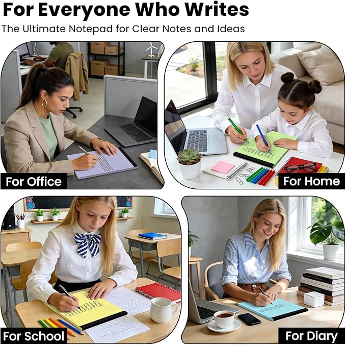 10pcs Legal Pads 8.5 x 11,Notepads 8.5 x 11 Inch, 30 Sheets/Pack, Color Note Pads Clear Print Writing Pads of Paper, Perforate Wide Ruled Lined with Sturdy Back for Office, Business & School Supplies