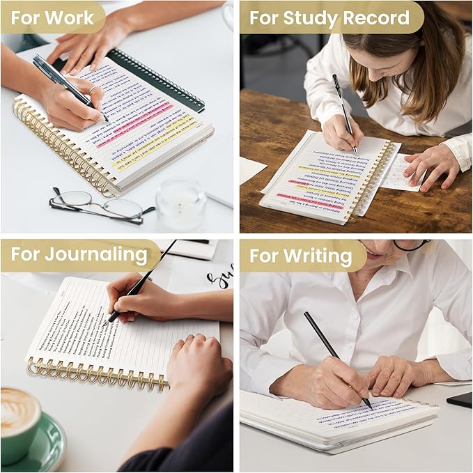 Spiral Notebook for Work Thick Hardcover Lined Journal for Note Taking | Grey Beige 300 Pages (7.1"x10") B5 College Ruled Journal for Women & Writing, Fit for Office Home School Supplies