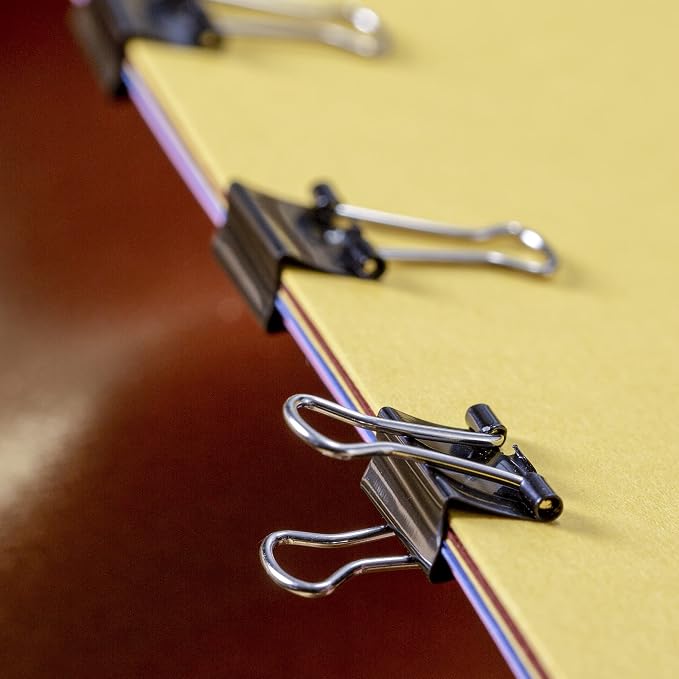 Officemate Mini Binder Clips, 144 Count (12 Boxes of 12 Clips), Heavy-Duty Metal Handles, Black Paper Fasteners for Office, School & Home Organization (99010)