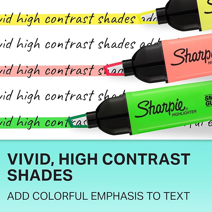 Sharpie Clear View Highlighters, Chisel Tip, Assorted Colors, 4 Count