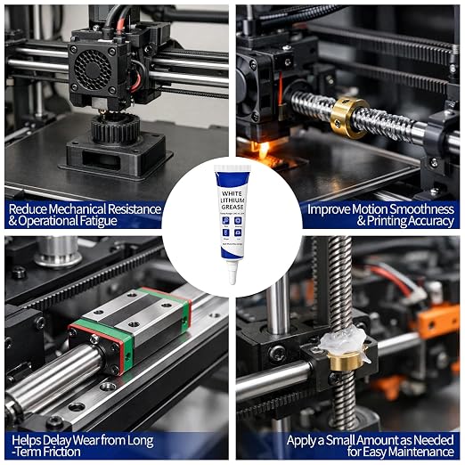 3D Printer Grease Lubricant for Gears, Multi-Purpose Lubricant Lithium Grease for FDM 3D Printer Parts, Guide Rails, Bearings, Lead Screws, Optical Axes, Smooth Motion, Noise Reduction, 30g