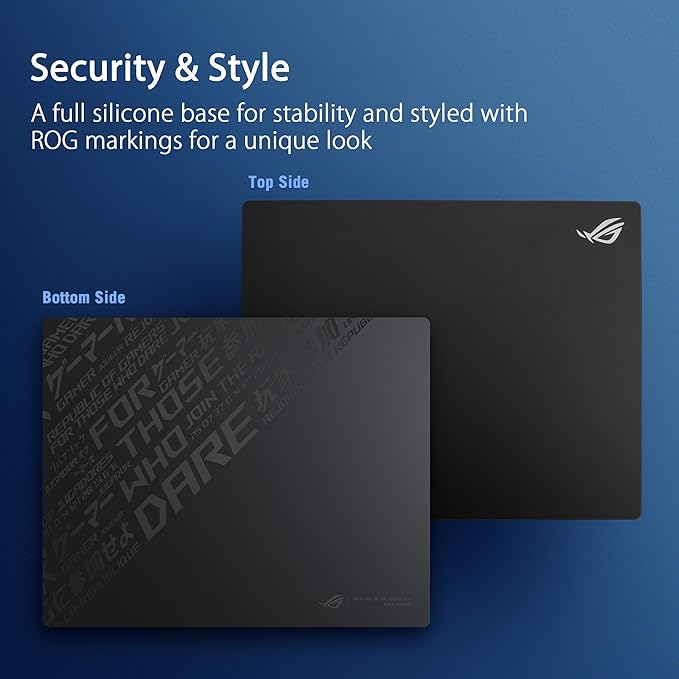 ASUS ROG Moonstone Ace L Glass Gaming Mouse Pad – 19.7” x 15.7”, Ultra-Smooth Matte Tempered Glass for Quiet Ultrafast Glides, Impact/Scratch Resistant, Easy to Clean, Anti-Slip Silicone Base - Black
