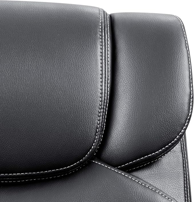 Furmax Mid Back Executive Office Chair Swivel Computer Task Chair with Armrests,Ergonomic Leather-Padded Desk Chair with Lumbar Support