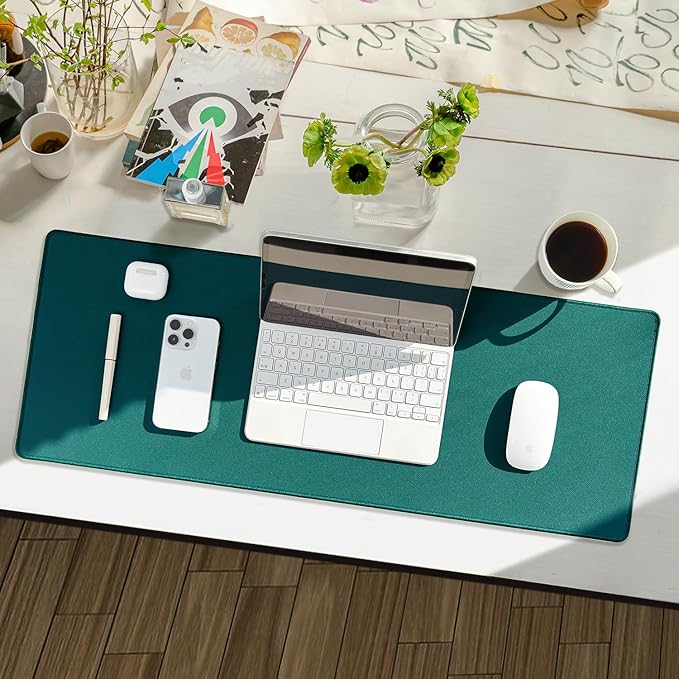 Waterproof Large Gaming Mouse Pad with Durable Stitched Edges, Non-Slip Rubber Base, Grainy Jacquard Mouse Mat Desk Pad for Home Office Gaming, 35.4''x15.7''x0.12'', Matte Green