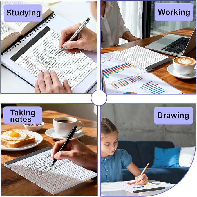 3 Pack White Legal Pads 8.5 x 11 Inch, Wide Ruled Notepads Lined Memo Note Pads, 8.5x11 Inch Micro Perforated Writing Pads 30 Sheets Per Pad for Work Study Daily Note Taking List