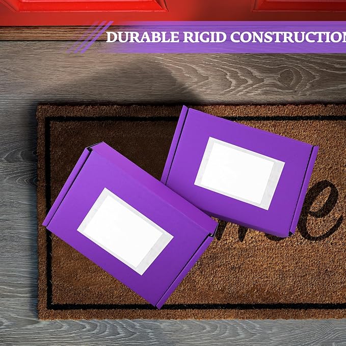 Spakon 50 Packs Shipping Boxes Cardboard Corrugated Mailer Packaging Boxes for Small Business Cute Small Box Cardboard Carton Box Mailers for Packaging Product(Purple,9 x 6 x 2.36 Inches)