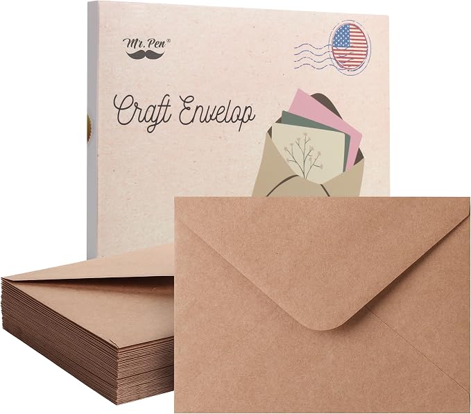 Mr. Pen- Kraft Envelopes, 39 Pack, 5 x 7 Inch, A7 Envelopes, Brown Envelopes, Card Envelopes, Kraft Paper Envelopes, Invitation Envelopes, Postcard Envelopes | Brown Envelopes, Card Envelopes, Kraft Paper Envelopes, Invitation Envelopes, Postcard Envel...