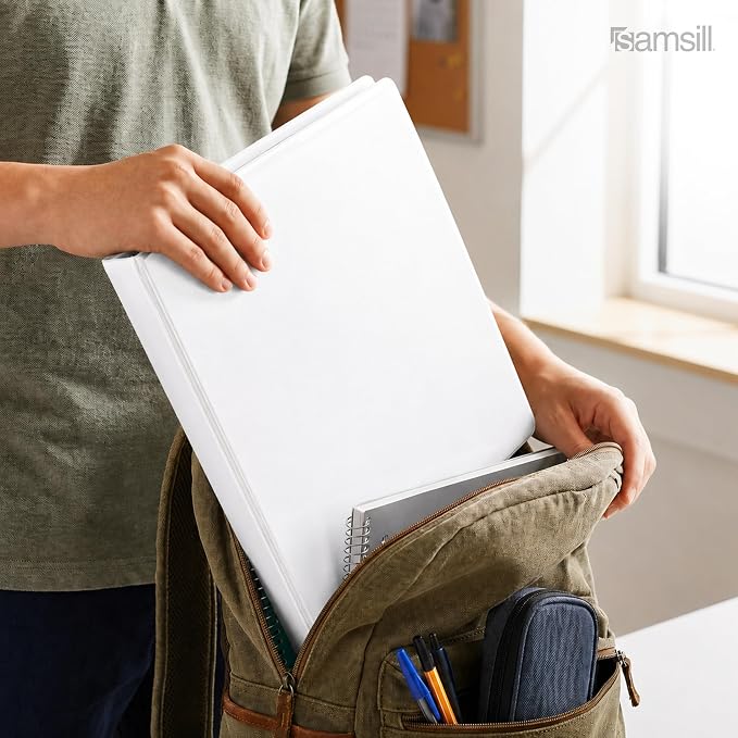 Samsill 1 Inch 3 Ring Binder, Economy Round Ring, Clear View Cover, 200 Sheet Capacity - for School, Home, Office - White