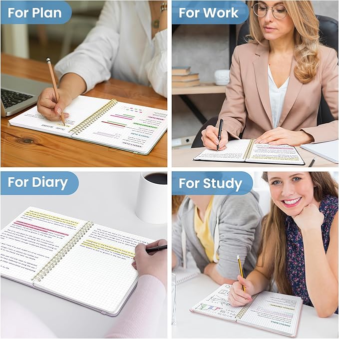 Graph Spiral Journal Notebook for Women & Men, 140 Pages, Graph Paper Hardcover Notebook for Planning & Tracking, Journals for Graphing, A5(5.7" x 7.9") – Blue