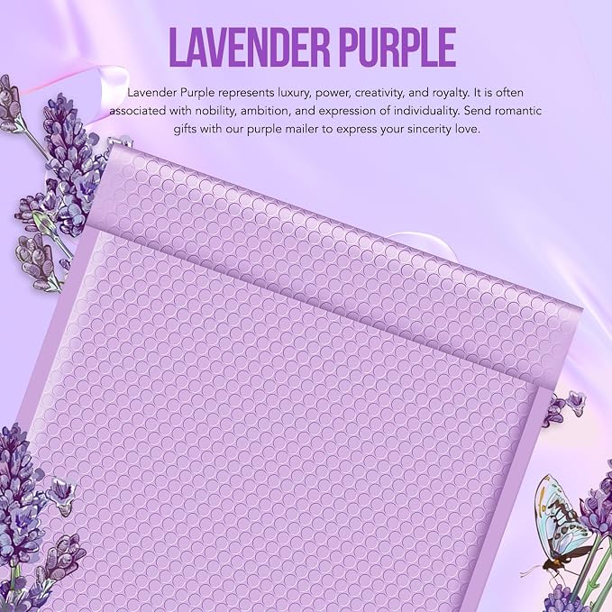 Fuxury Bubble Mailers 12x15 Inch Lavender Purple Padded Envelopes 25 Pack | Large Bubble Mailer Strong Adhesion Padded Mailer,Self-Seal Envelope for Mailing Small Business,Magazine, Clothing