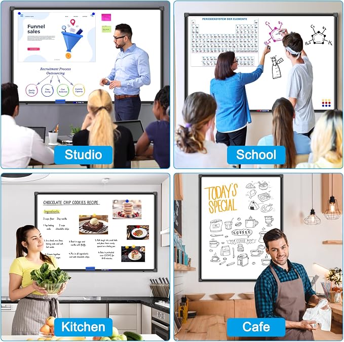 48"x24" Magnetic White Board Dry Erase Wall Mount Whiteboard - Office Home Classrooms White Board Hanging Writing Board with Black Aluminum Frame