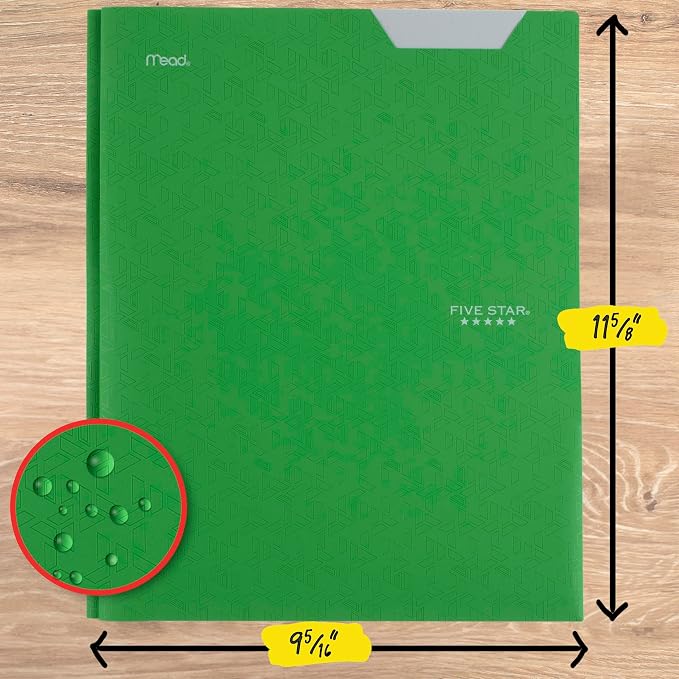 Five Star 2-Pocket Plastic Folder with Stay-Put Tabs and Prong Fasteners, Holds 8.5" x 11" Paper, Assorted Colors, 4 Pack (340300A)