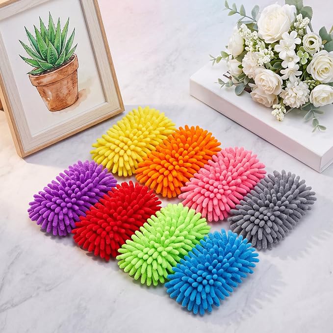 Zonon 8 Pcs 5" x 3" Dry Erase Eraser, Multicolor | Microfiber Shag Washable Whiteboard Erasers for Markers and Chalk, Reusable Board Cleaners, Classroom Office Home Use