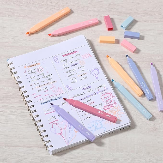Mr. Pen- Aesthetic Highlighters No Bleed, 8 Pack, Assorted Colors | Chisel Tip, Cute Highlighters Assorted Colors for Journaling, Highlighting, Underlining, Fast Dry, Back to School Supplies