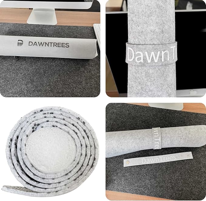 DAWNTREES Felt Desk Pad, Large Felt Mouse Pad and Keyboard Mat, 36" x 12" | Non-Slip Computer Desk Mat XL,Desk Protector for Office (light gray)