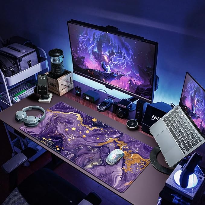 Canjoy Gaming Mouse Pad, 31.5x15.7in Large Mouse Pads for Desk Keyboard Pad | Desk Mat for Keyboard and Mouse Computer Big Full Size Desk Pad with Non-Slip Rubber Base and Stitched Edge for Home Office