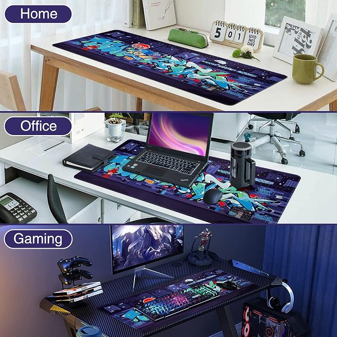 Canjoy Gaming Mouse Pad, 31.5x15.7in Large Mouse Pads for Desk Keyboard Pad | Desk Mat for Keyboard and Mouse Computer Big Full Size Desk Pad with Non-Slip Rubber Base and Stitched Edge for Home Office