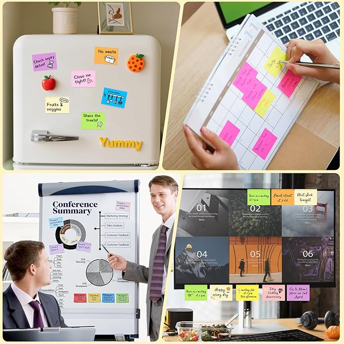 (60 Pack) Sticky Notes 1.5x2 Inches, 12 Bright Colors Self-Stick Note Pads Premium Mini Sticky Notes, Bulk Sticky Notes Pads for School, Office, Home