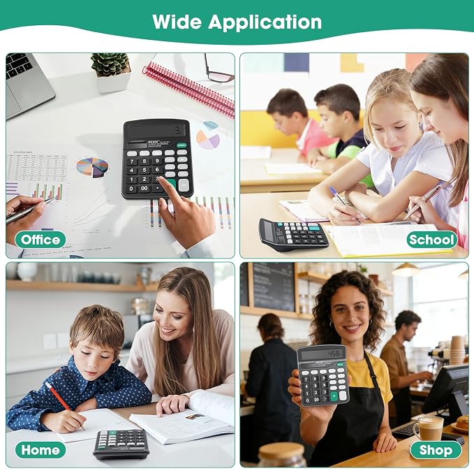 24 Pack Calculator Bulk,12 Digits Desktop Calculator with Large LCD Display and Sensitive Buttons,Solar and Battery Dual Power,Perfect for Office,School,Home(Black)
