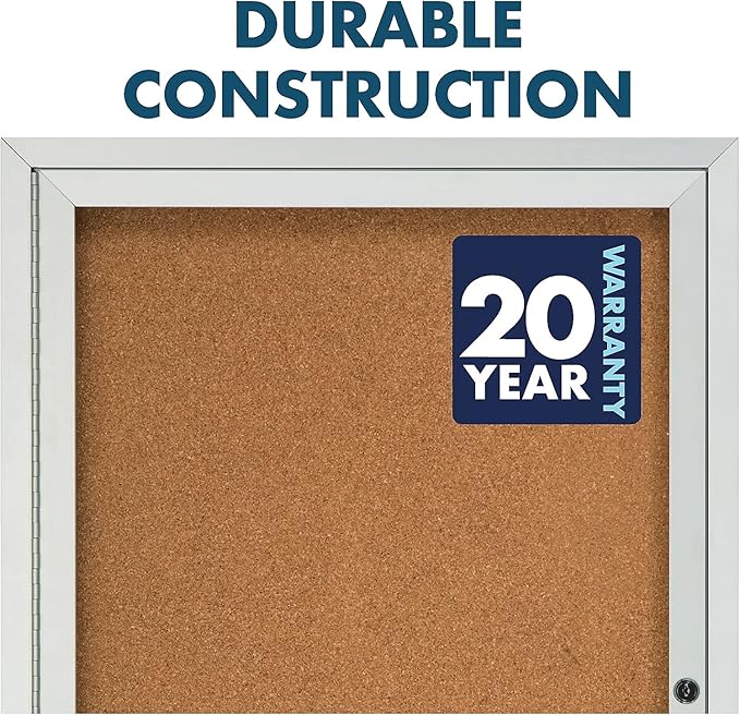 Quartet Bulletin Board, 6' x 4' Enclosed Cork Notice Board, Lockable Swing Doors, Aluminum Frame (2367)