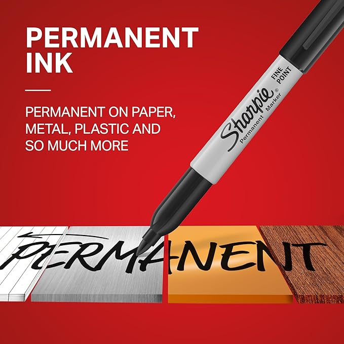 Sharpie Permanent Markers, Fine Point, Assorted Colors, 12 Count - School, Office, Arts & Crafts, Desk Supplies