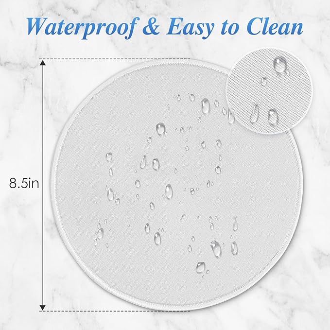 Round Mouse pad, high-end Texture, Sewn Edge Design, Anti-Slip Rubber Base. 8.6 x 8.6 inches (White)