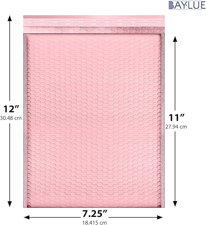 Light Pink Bubble Mailers 7.25x12, Poly Padded Envelopes #1, 100 Pack | Fits Comics, Photos & Cards, Self-Seal Closure, Cushioned Protection, Water-Resistant Poly, Bulk Pack