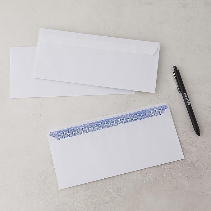 Amazon Basics #10 Security-Tinted Self-Seal Business Envelopes for Documents, Privacy, Home & Office, White, 500-Pack