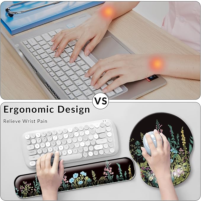 Desk Mat Set Keyboard and Mouse Pad with Wrist Rest Support | Ergonomic,Pain Relief, 4-in-1 Large Big Mousepad Computer Mats,Desk Pad Matt Mats for Desktop Home & Office