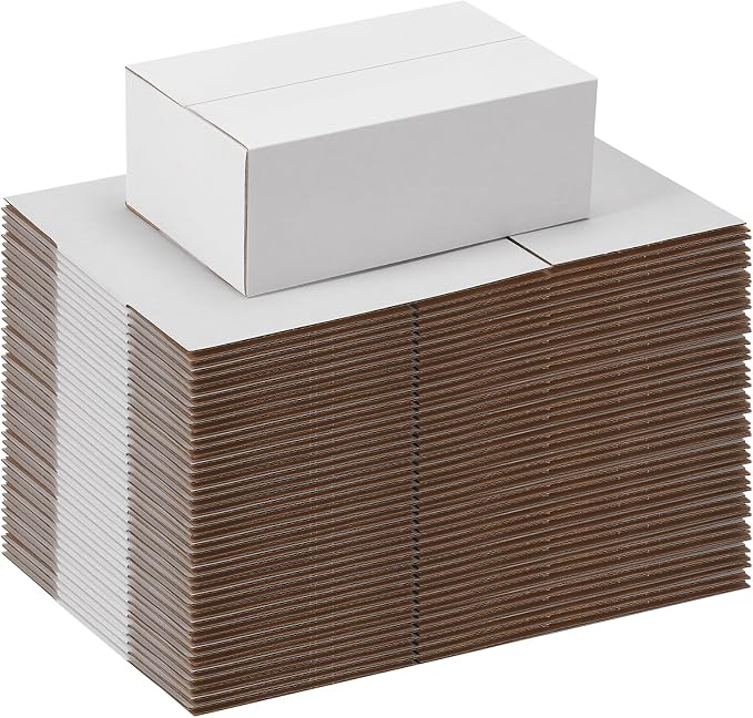 8x5x3 Shipping Boxes Set of 40, White Kraft Corrugated Cardboard Small Boxes Mailers for Packaging(20.3x12.7x7.6 cm)