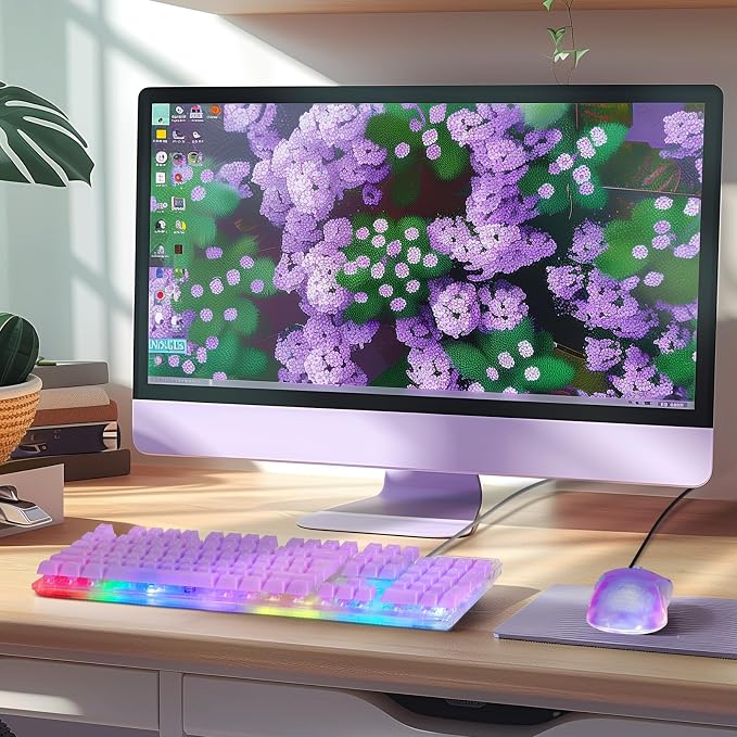 RGB Gaming Keyboard and Mouse Combo,USB Wired Custom Clear Keyboards | Rainbow LED Backlight Transparent Keyboard Mouse Set for Computer Windows PC PS4 Xbox Laptop