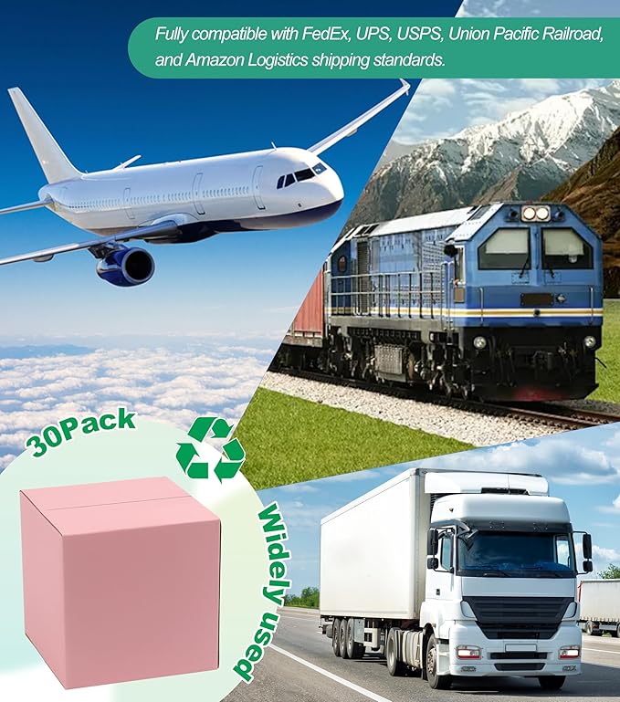 6x6x6 Inch Cute Pink Shipping Boxes, 30 Pack Corrugated Cardboard Box, Mailing Packaging Boxes for Small Business