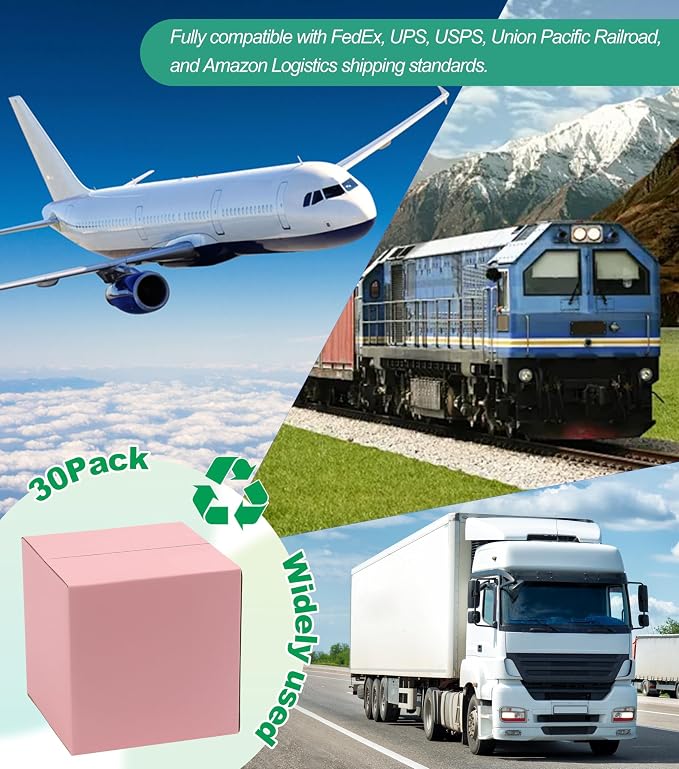 11x6x6 Inch Cute Pink Shipping Boxes, 30 Pack Corrugated Cardboard Box, Mailing Packaging Boxes for Small Business