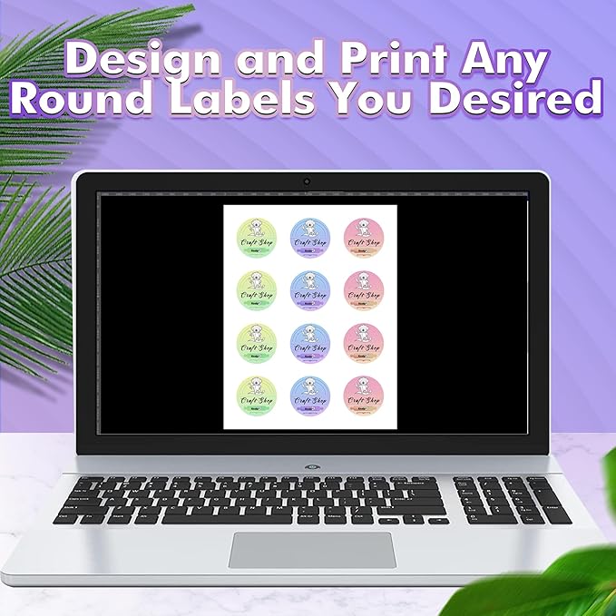 Koala Round Labels 2 Inch, Glossy Waterproof Printable Circle Stickers for Inkjet and Laser Printer, 240 Circle Labels for Brand Logo, Bottle, Jar