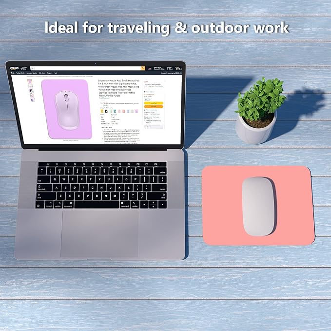 Dapesuom Small Mouse Pad, 6 x 8 Inch Thick Rubber Premium-Textured Non-Slip Portable & Washable Mini Mouse Mat for Women Men Wireless Laptops Keyboard Tray Gaming Work Computer Travel, Rose Pink