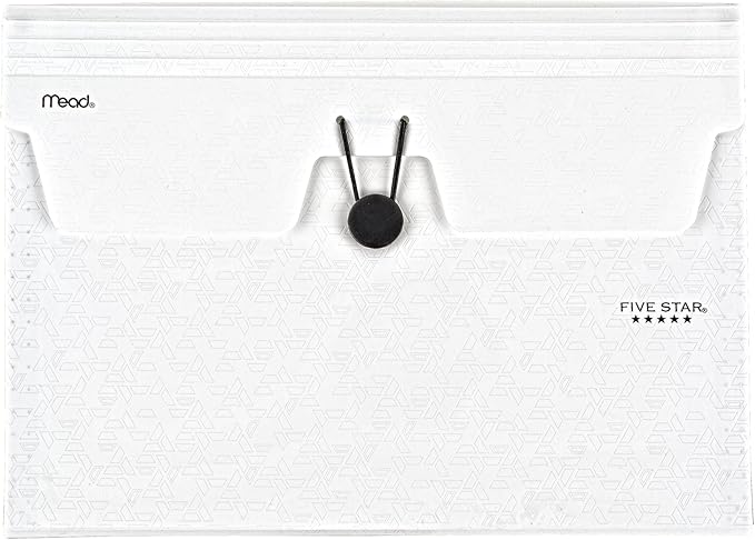 Five Star Expanding File Organizer, 6-Pocket Accordian File Organizer, Bungee Closure, Holds 8-1/2" x 11" Paper, White (350100E-ECM)
