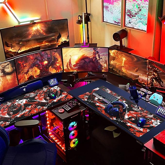 Canjoy Gaming Mouse Pad, 31.5x15.7in Large Mouse Pads for Desk Keyboard Pad | Desk Mat for Keyboard and Mouse Computer Big Full Size Desk Pad with Non-Slip Rubber Base and Stitched Edge for Home Office
