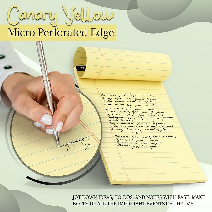 Enday Yellow Legal Pads 8.5 x 11 Inch, (12 Pack) 50 Sheets per Notepad, Note Pads, Legal Ruled Writing Pad with Perforated Pages, Yellow Paper Legal Pad for Work and Note-Taking