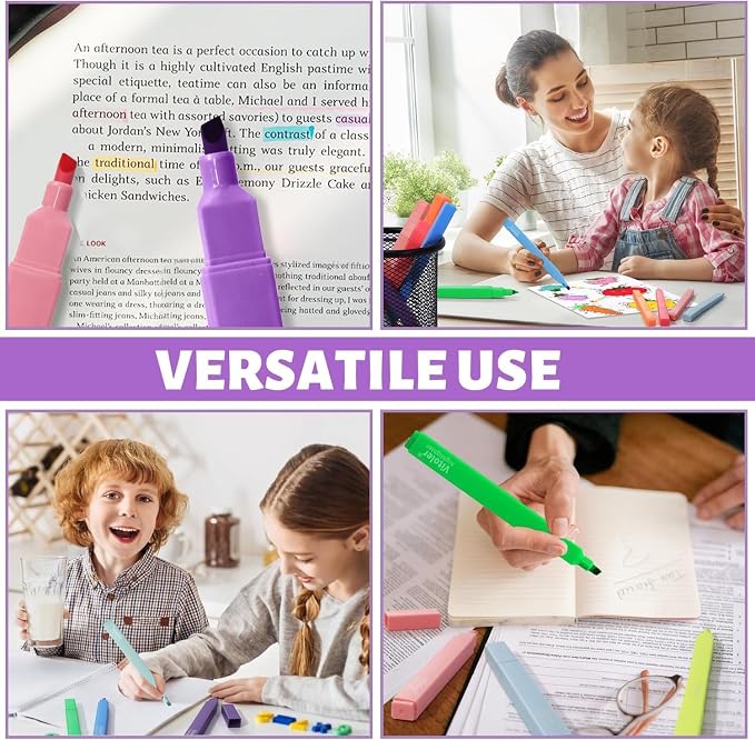 Pastel Highlighters Set, Assorted Color,Chisel Tip 8 Pack | cute bright colol,high quality for bible study,books,journal,writing,school office