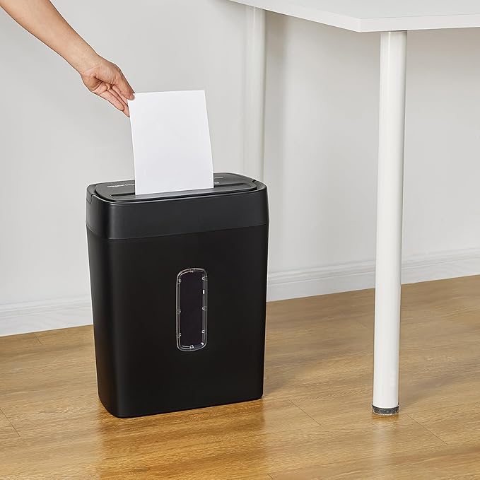 Amazon Basics 12-Sheet Cross-Cut Paper and Credit Card Shredder with Overheat Protection, Black (New Model)