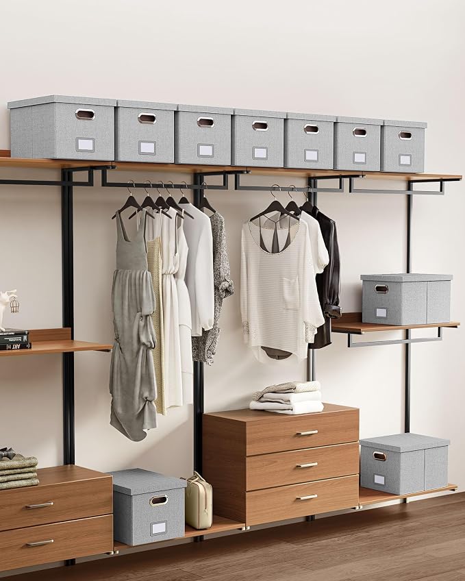 File Organizer, File Box, File Cabinet for Letter File Folder Storage, Hanging File Organizer for Office/Decor/Home,Document Organizer, 1 Pack,Gray-White-Box Only