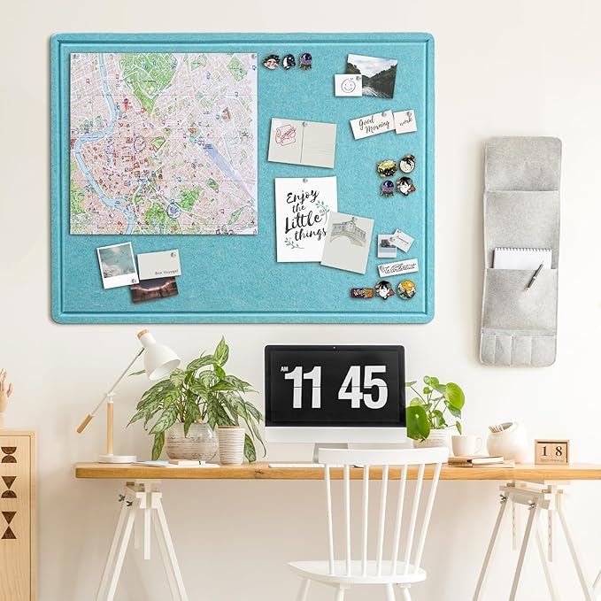 Felt Bulletin Board 48x36 inches, Decorative Pin Board for Home & Office | Cork Board Alternative for Wall with Push Pins, Display Mood Board for Photos, Notes & Reminders