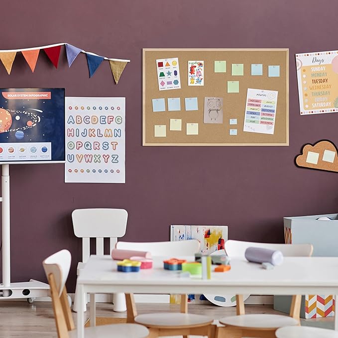 DAHAPYBOO Bulletin Board for Office with Pin Oak Wood Boards 2Pack,36x24 | Cork Board Message Board or Vision Board