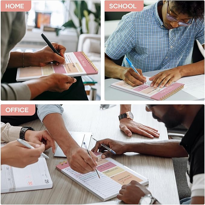 To Do List Notepad, Undated Daily Planner for Work and Goal Setting | Pink, 52 Sheets, 9.8" x 6.5" , for Office, Home and school, Daily Task Planning, Notes and Everyday Organization